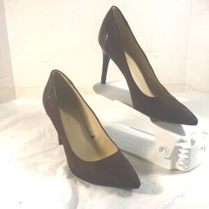 Marc Fisher Delina Brown Suede and Crocodile Embossed Leather Women's Pump Shoes